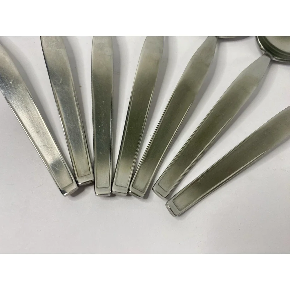 Noritake Fantasy Stainless Round Bowl Soup Spoon Gumbo Lot Of 7